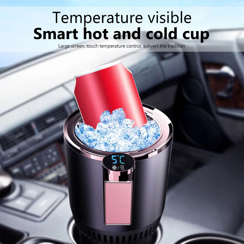 12V Car Cold Hot Cup Touch Screen Beverage Can Smart Digital Display Car Cup Holder Cooler Heater Home Camping Travel Cup Holder